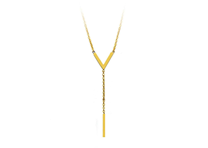 Gold Plated Double Bar Lariat Y-Pendant Necklace